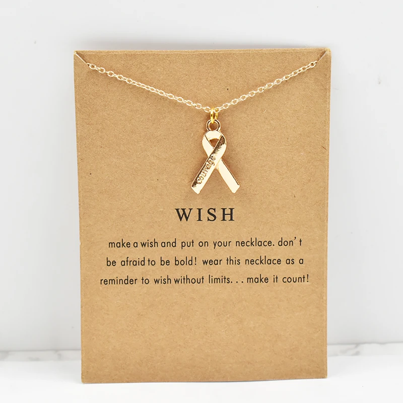 1 шт. Золотая подвеска лента для ожерелья ожерелье из сплава с надписью Wish Card