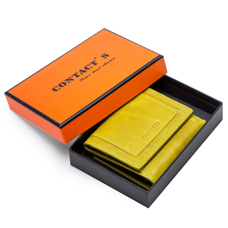 Yellow Box Женские кошельки большой емкости из натуральной кожи, кошелек для монет для девушек, маленькая сумка для денег, кредитный держатель для карт, женский кошелек - Цвет: Yellow Box