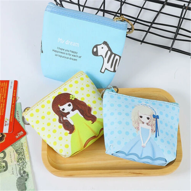 Однотонный милый кошелек женская сумка для монет кожаный Простой двойной