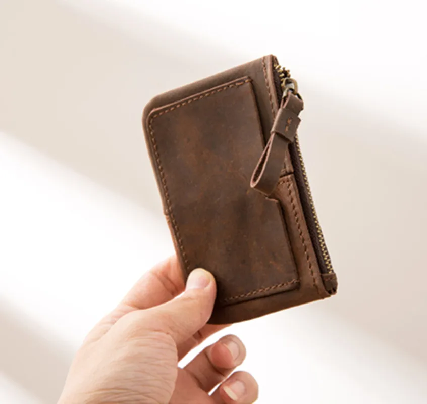 Мужской винтажный кошелек LEACOOL из натуральной кожи на молнии | Багаж и сумки