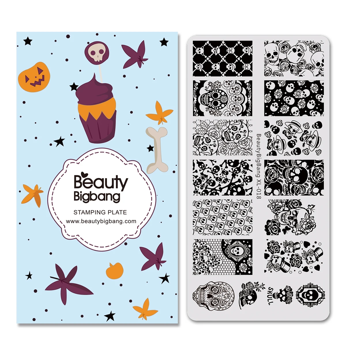 Штампованные пластины Beautybigbang 6*12 см цветочный узор в виде черепа штампованные