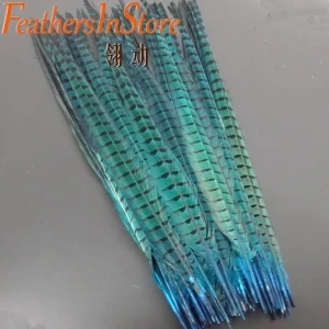turquoise blue 100 шт./лот, красивые натуральные перья фазана на шею, 20-22 дюйма, 50-55 см, длинные черные перья фазана - Цвет: turquoise blue