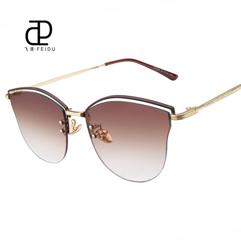 FEIDU 2017 новые металлические солнцезащитные очки кошачий глаз женские брендовые