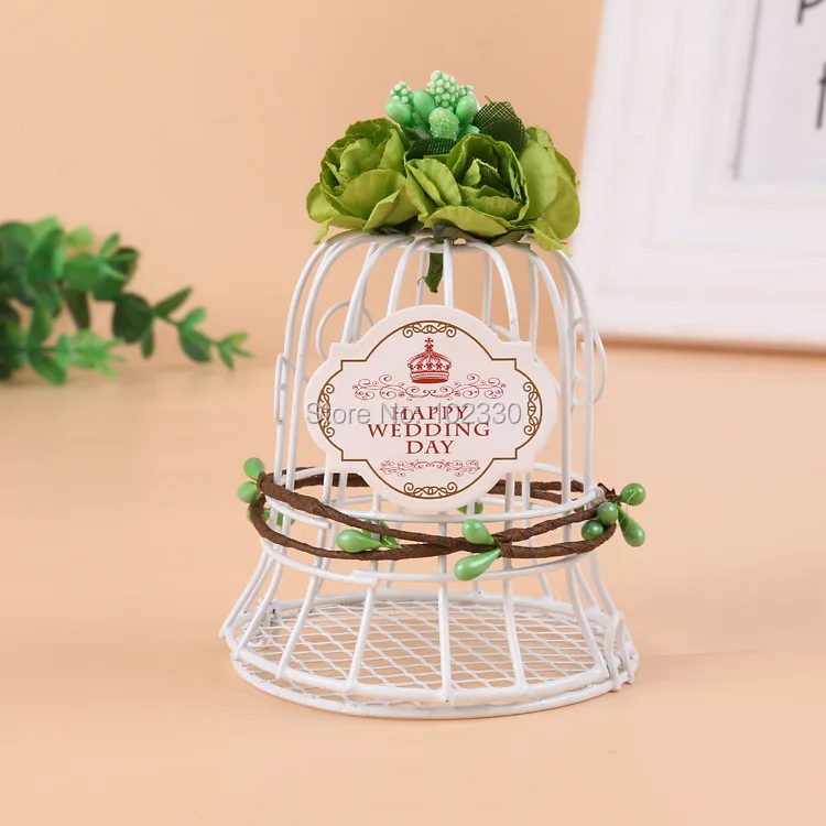 Лес Свадебный декор ремесла металлическая белая птичья клетка коробка конфет