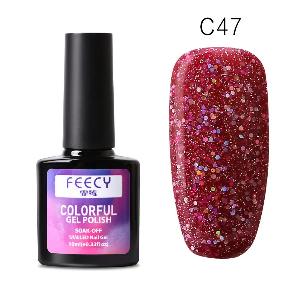 Feecy C47 Gel Nail Polish Soak Off UV LED Gel Varnish Wipe Top Coat Color Nail Gel Polish DIY Nail Art Lacquer Manicure Nail Art Tool - Цвет: Feecy C47