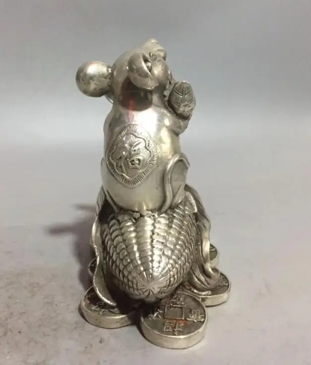 Collectible archaize white copper Two rats eat corn statue | Дом и сад