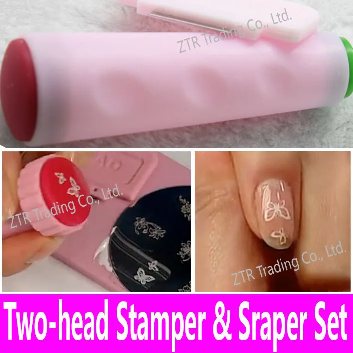 Дизайн ногтей штамповка стемпер СКРЕБОК НАБОР двойной головки украшения