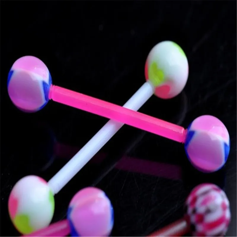 10 шт. гибкие светящиеся в языке кольца PINKSEE Модные индивидуальные пирсинг для