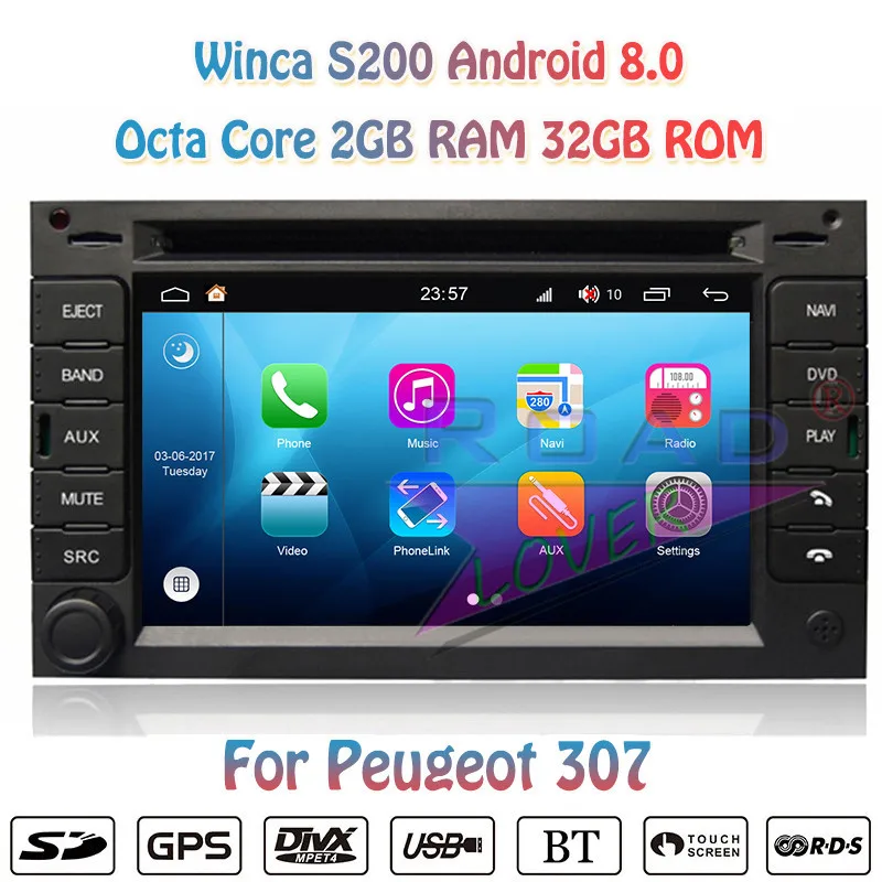 Winca S200 Android 8 0 автомобильный DVD плеер авторадио для Peugeot 307 Стерео GPS навигация Magnitol 2