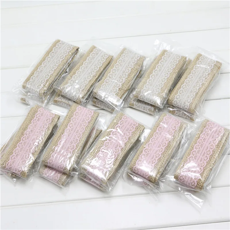 4 см ширина Белое кружево с лента из натуральной мешковины джутовый рулон для