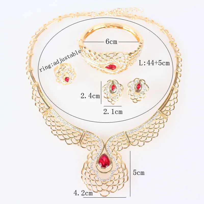 Модный женский золотой цвет красный зеленый драгоценный камень кристалл кулон