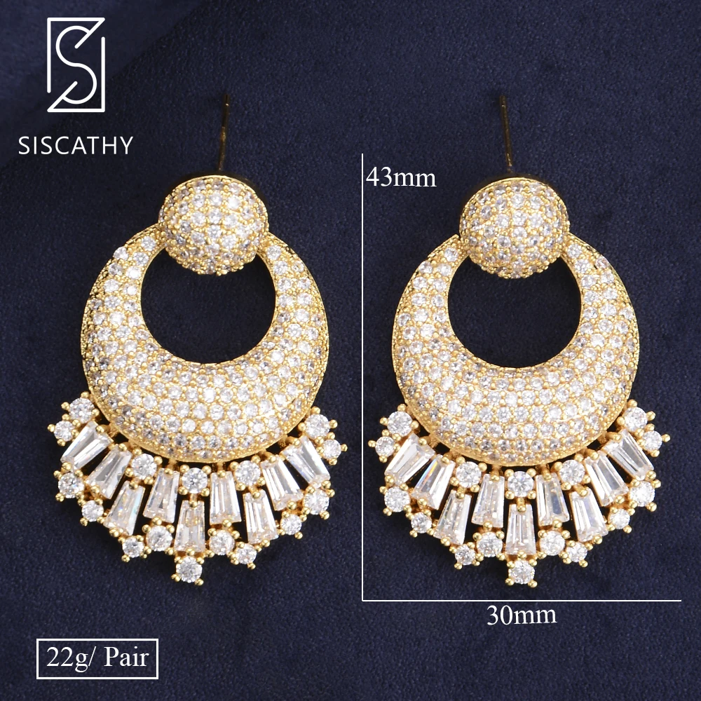 Женские серьги с фианитами Siscathy модные геометрические подвески свадебное