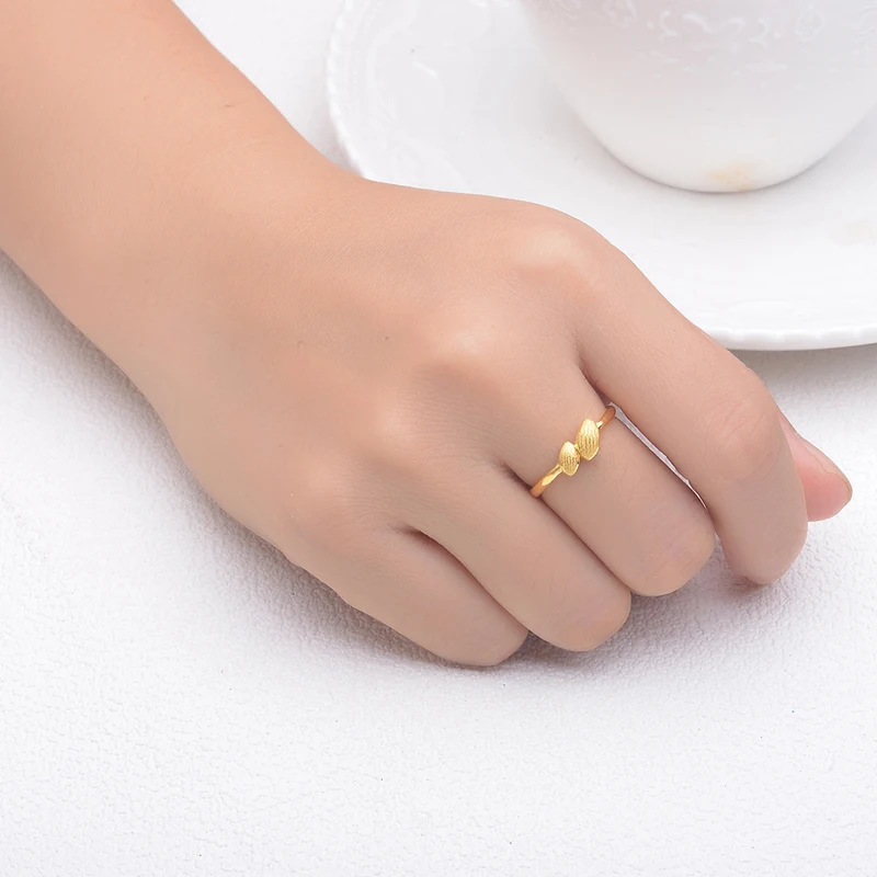 

ZZZ 24k Pure Gold Leaves Shining And Bright Forever Solid 999 Real Adjust Female Rings Party Classic Yellow Golds 2020 New