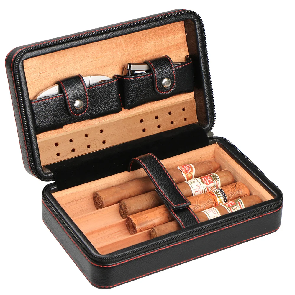 Кожаный чехол для сигары из кедра и дерева путешествий Humidor Cohiba портативный набор