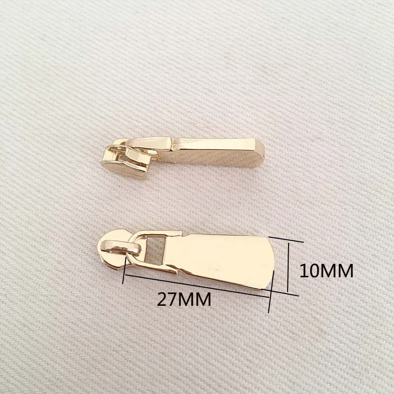 H-10x27mm 10 шт. Lightgold металлические ползунки для молнии для 3# нейлоновые молнии куртки одежда молнии головы молния Ремонтный комплект DIY сумка Аксессуары - Цвет: H-10x27mm
