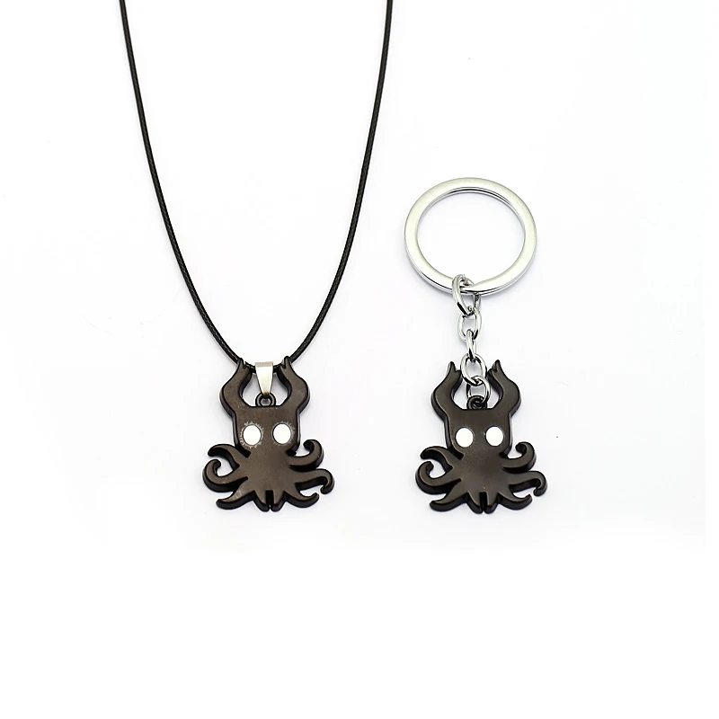 Game Hollow Knight Cosplay Keychain Keyring Accessories Enamel Key Chain Octopus Pendant Necklace Leather Choker KeyChains | Украшения и