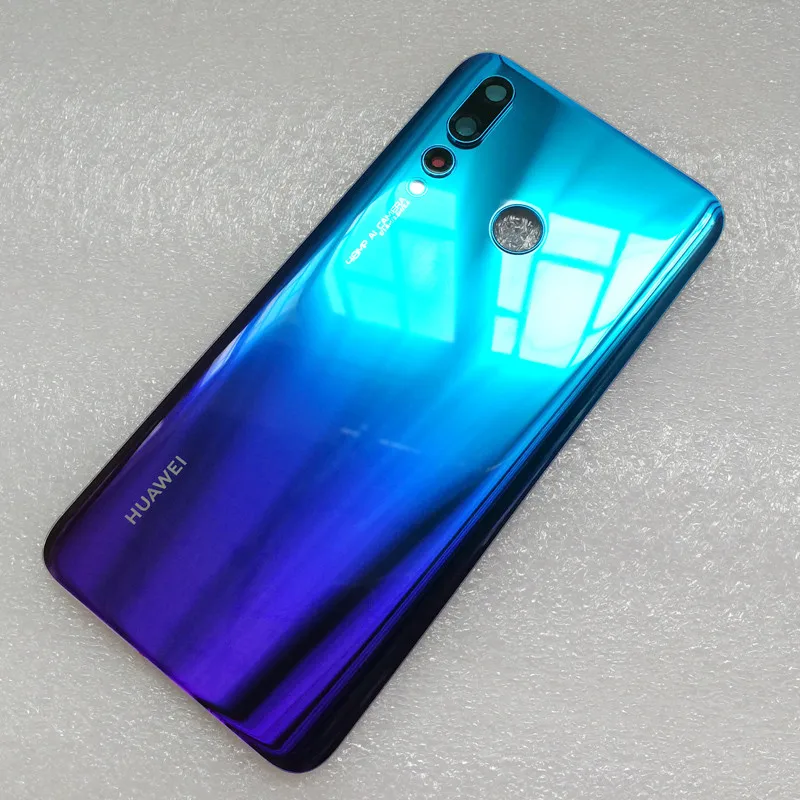 Blue Новинка, задняя крышка из закаленного стекла для huawei Nova 4 VCE-AL00, запасные части, крышка для батареи, корпус+ рамка для камеры+ крышка для вспышки - Цвет: Blue