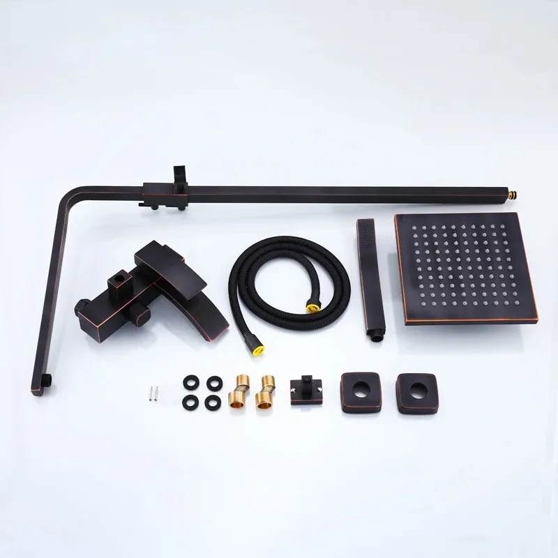 

ORB Black Luxury black Brass shower set Square brass shower bathroom black bathroom Shower faucet Bathtub shower tap Mike&Jake