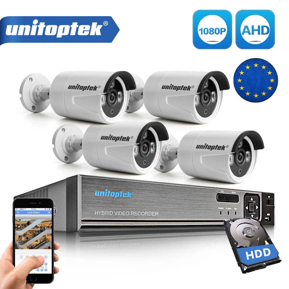 Система безопасности камеры 4Ch система AHD CCTV DVR комплект 4 шт. 1080 P 2.0MP
