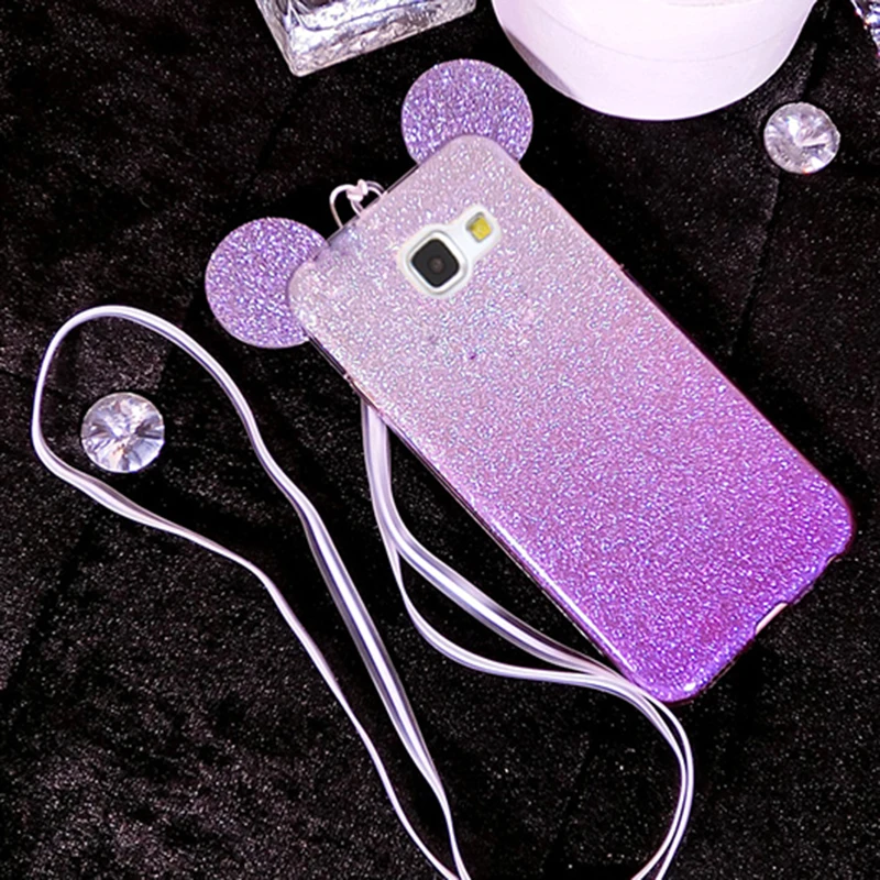 Милый Микки и Минни Маус уха блеск чехол для телефона Samsung Galaxy S5 S6 S7 край S8 S9 плюс A3