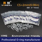 Уплотнительное кольцо VMQ, 10 шт., уплотнительная прокладка, толщина CS2mm OD567891011121314*2 мм, силиконовая резина, изолированная Водонепроницаемая шайба Nontoxi