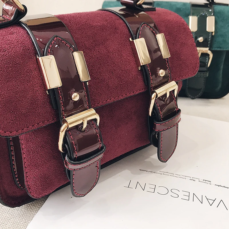 Красный нубук замша сумка для Для женщин Tote 2018 женская сумочка кошелек Лоскутная