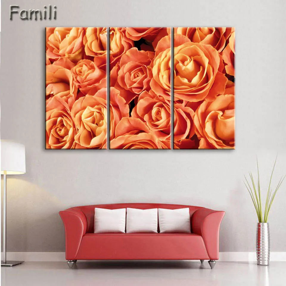 3pcs Rose Flower Painting Modern Canvas Print Home Decor Wall Art Picture For Living Room Modular picture (Unframed) | Дом и сад