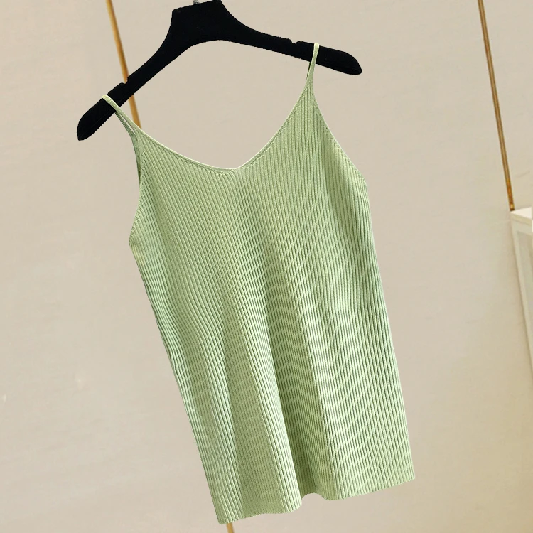 Summer wear sweater, sleeveless sexy base v neck ice silk hot drilling camisole