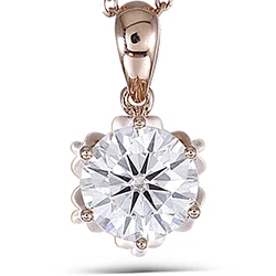 Only Pendant DovEggs 18K 750 розовое золото 1CTW 6,5 мм F цвет Муассанит подвеска в форме цветка ожерелье с 1" дюймов 18K розовое золото цепь - Цвет камня: Only Pendant