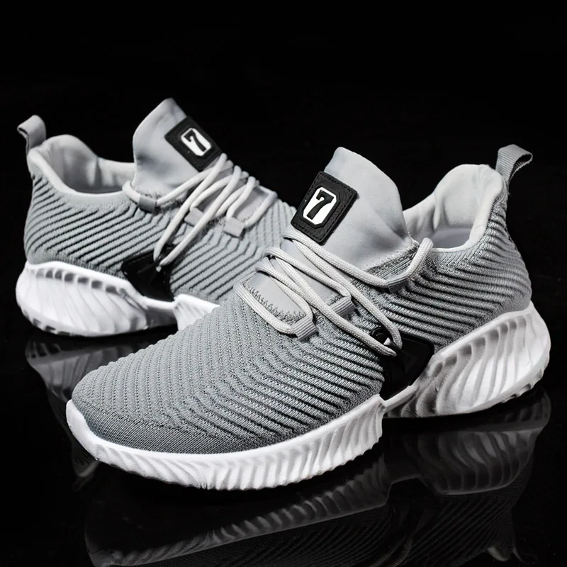 GUDERIAN Breathable Sneakers For Men Krasovki Comfortable Casual Shoes Men Lace-Up Male Shoes Adult Footwear Zapatilla Hombre - Цвет: Серый