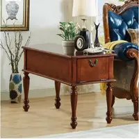 American country retro bedroom two drawers bedside cabinet European-style cabinets round decorative solid wood classical small .