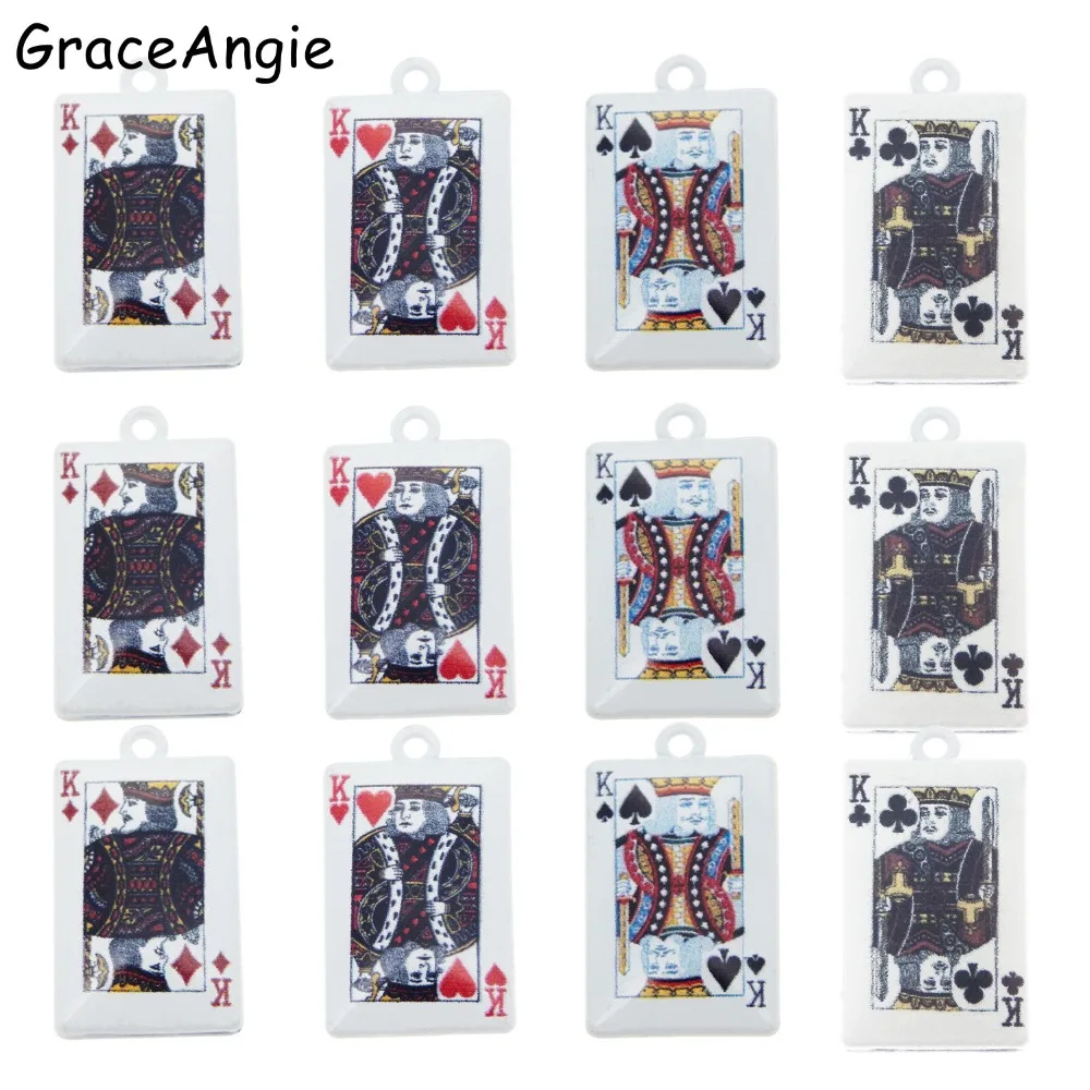 GraceAngie 8 шт./лот легированная карточка для покера с белым дном подвеска Подвески