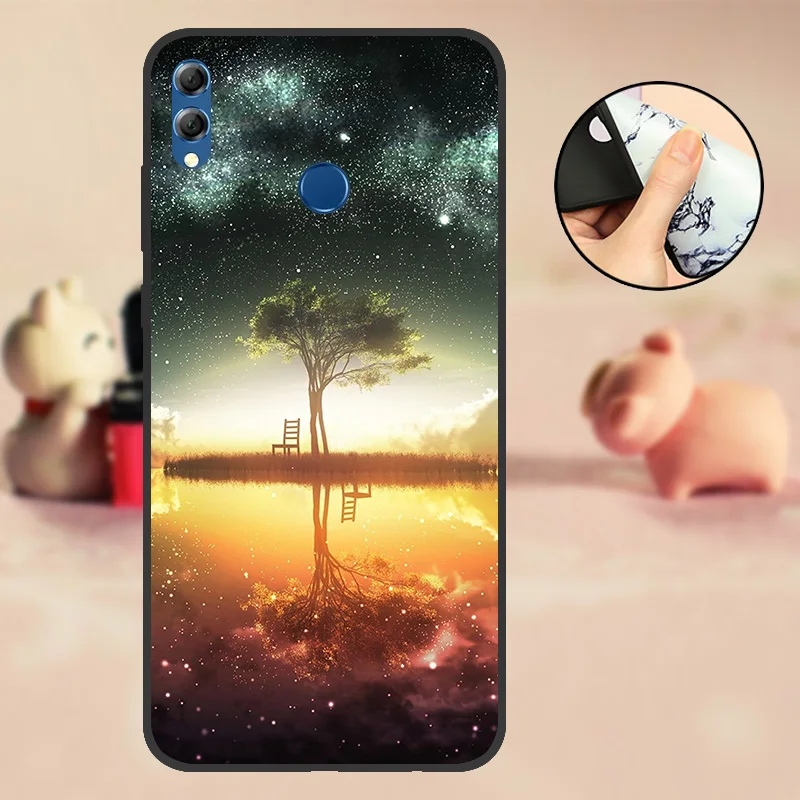 ADYSV Чехол для huawei Honor 8X черный мягкий Силиконовый ТПУ чехол из ТПУ чехол для huawei Honor 8X бампер с милым рисунком черный чехол - Цвет: ADYSV