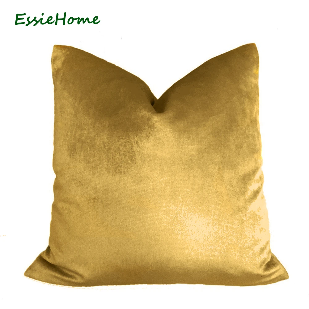 ESSIE HOME Luxury Glossy Silk Velvet Cushion Pillow Bronze Gold Velvet Cushion Cover Pillow Case Lumbar Pillow Case Velvet