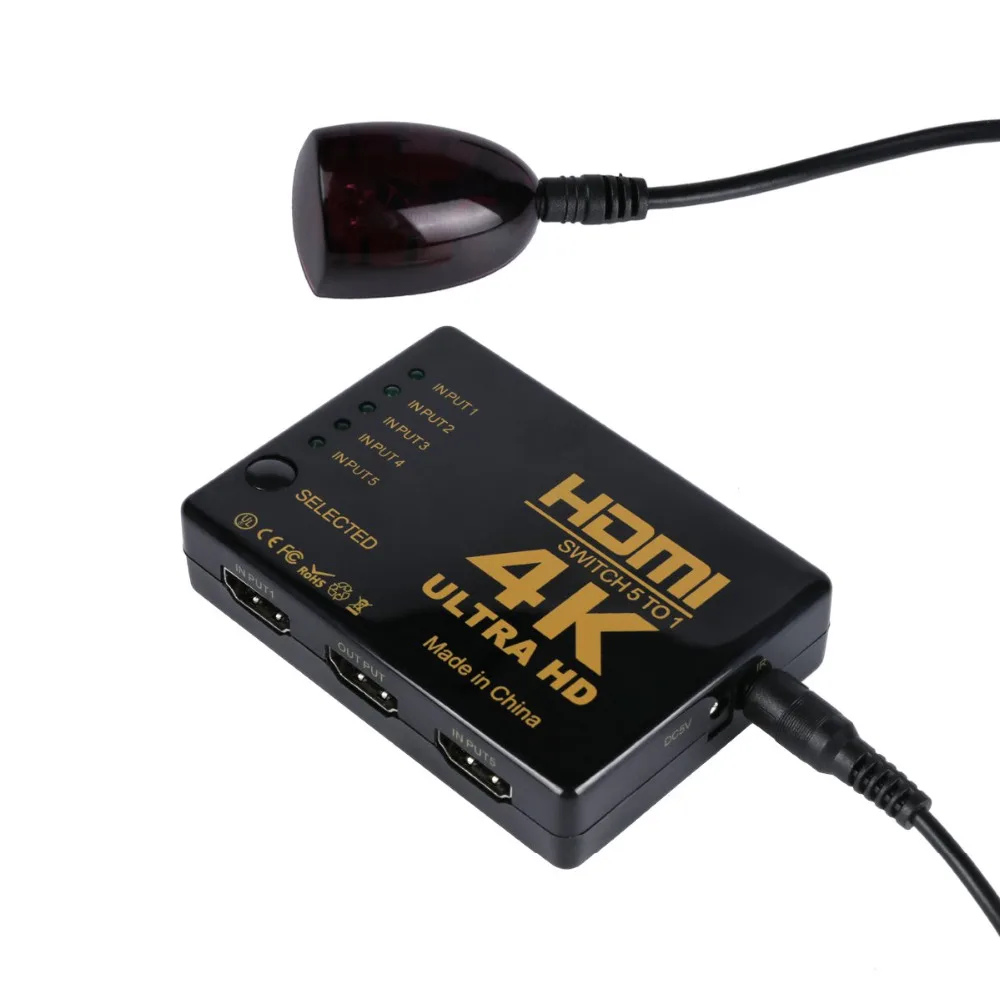 Мини коммутатор 3D 1080p с 5 портами 4K HDMI разветвитель + ИК пульт ДУ для HDTV поддержка 12
