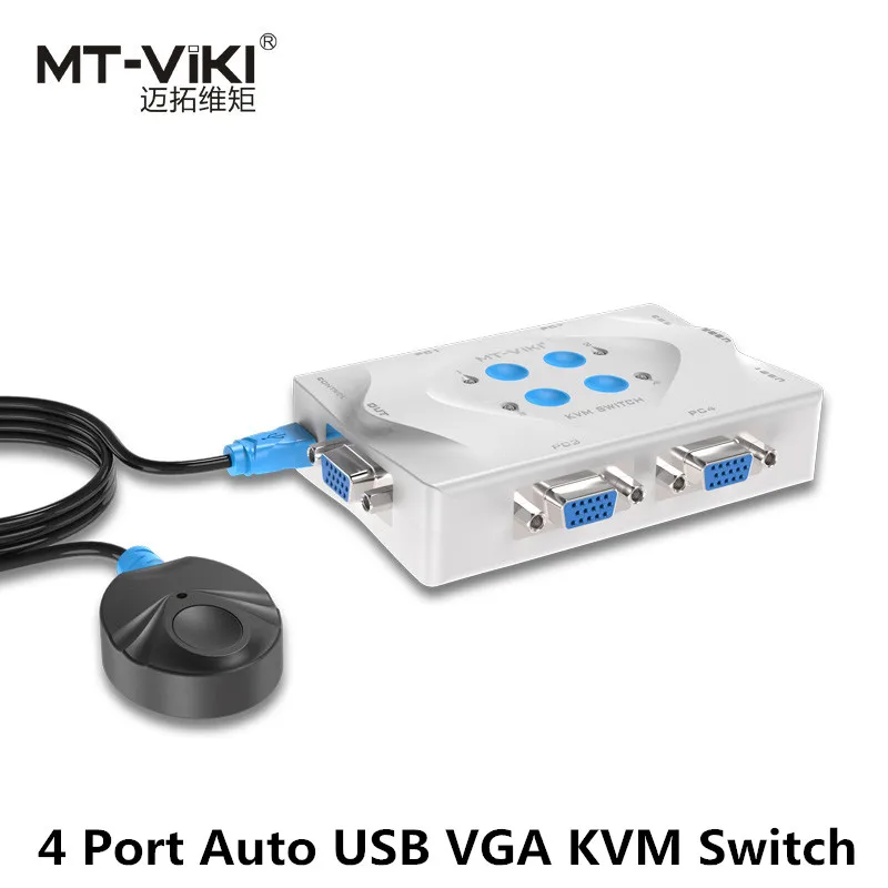 Женский новый дизайн 4 портовый автоматический USB переключатель VGA KVM с удаленным