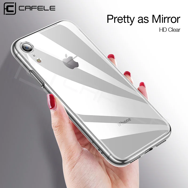 Cafele Tempered Glass Phone Case for iPhone XR 6.1&quot Clear Cover 6.1 inches TPU Soft Edge |