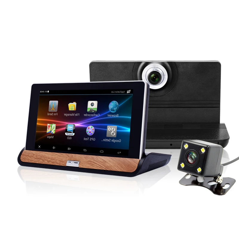 7 дюймов сенсорный экран автомобиля Android DVR Зеркало заднего вида Камера парковки Регистраторы gps навигацией, Wi-Fi, Видеорегистраторы для автомобилей Видео Двойной объектив Dash Cam