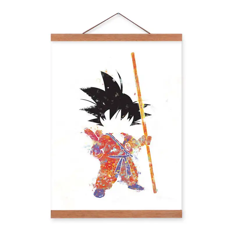 Watercolor Wukong canvas painting no frame Japanese Anime Decorative Paintings for baby kids room poster cartoon murals | Дом и сад