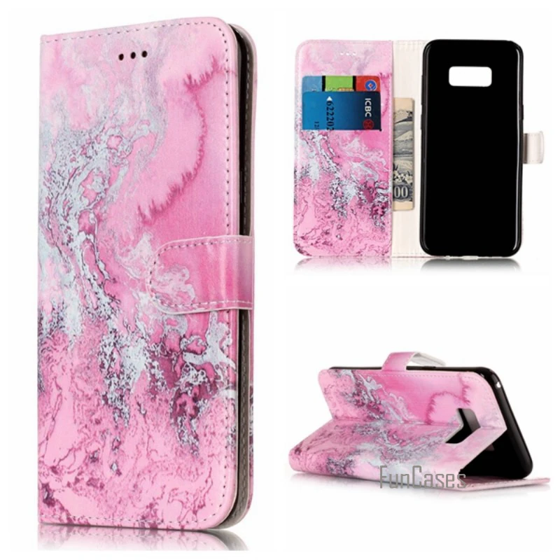 Мраморные рок Чехлы для Samsung Galaxy S8 Plus S8Plus кожаный бумажник сумки флип чехол Capinha Etui