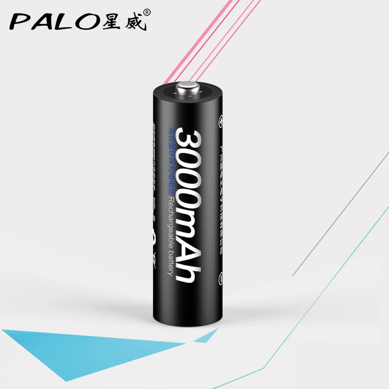 2 шт. AA 3000 мАч 1 в качественная ni mh аккумуляторная батарея PALO Recarregavel 2A Baterias Bateria