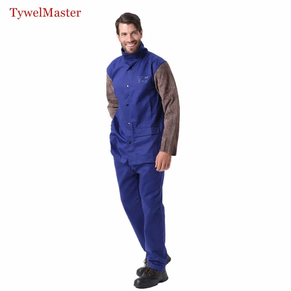 

Welding Suit Worker Clothes Jacket Pant Working Suit Flame Resistant Cowhide Leather Long Sleeve Welder Coordinates