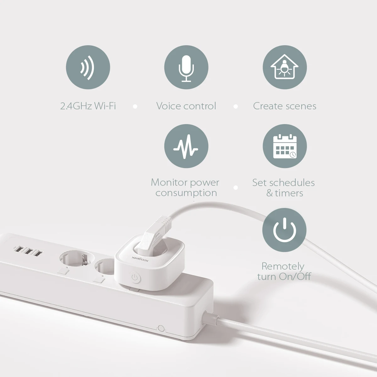 Koogeek беспроводной включенный смарт-разъем w/1 розетка переменного тока 2 usb-порта совместимый для Alexa пульт дистанционного управления в любом месте Голосовое управление таймер