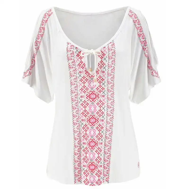 Женская Сексуальная Блузка Boho с V образным вырезом на плече повседневная женская