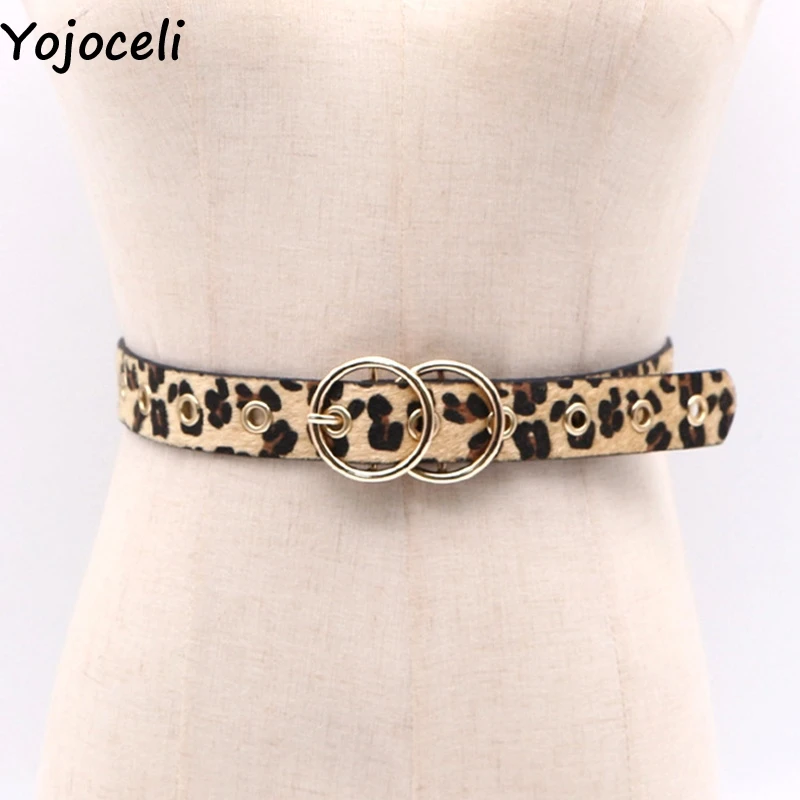 Yojoceli ушко пикантные двойной пряжкой leopard пояса Элегантный круг красный тонкая