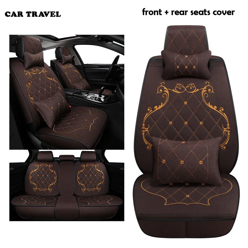 BROWN VTI Льняные автомобильные чехлы для Nissan Qashqai Teana Tiida X-tral Note, автомобильные аксессуары, чехлы для сидений - Название цвета: BROWN VTI
