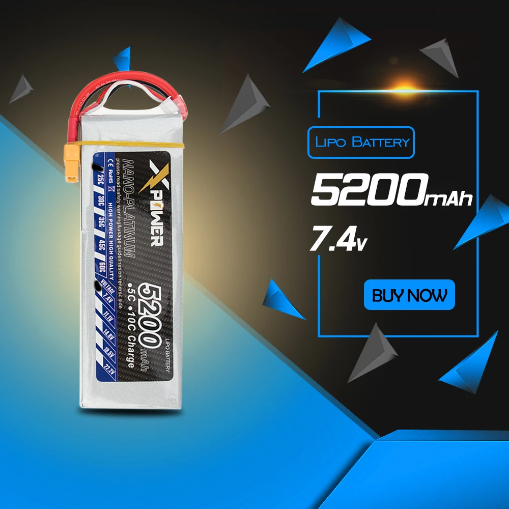 Литий полимерный аккумулятор XPower 2S 7 4 В 5200 мАч 25C 35C XT60 T EC5 для радиоуправляемого