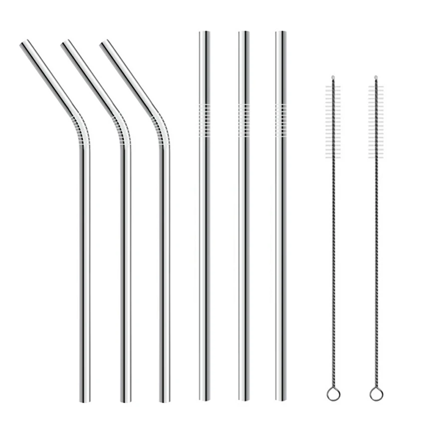 Uprigh Bend 8PC 2/4/8 шт. питьевой соломы Многоразовые трубочки с чистящая щетка комплект Высокое Качество Эко-дружественных Нержавеющая сталь металлическая соломинка для кружки - Цвет: Uprigh Bend 8PC