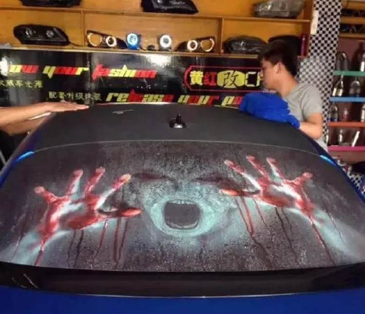 Наклейка на окно автомобиля, прозрачная Автомобильная наклейка, креативная наклейка на заднее стекло, ужас, anodicai, 3D стерео, на заднее окно, персональная прозрачная пленка