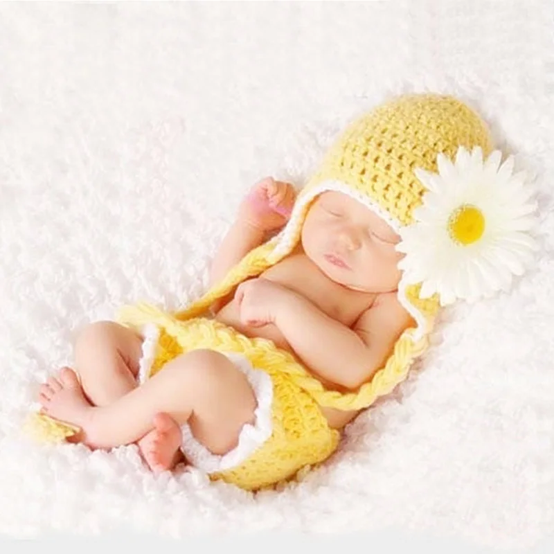 Newborn Modeling Baby Photography Props Boys Girls Crochet   Knit Hat+Pants Set Warm  Gift  Souvenir Photo Props Accessories